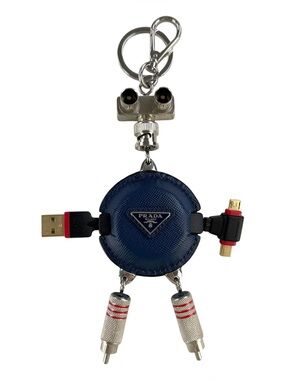Prada Saffiano Robot USB Bag Charm Keychain "Steven"